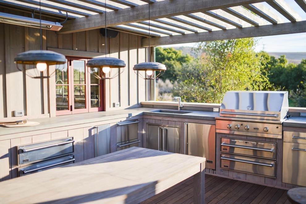 Don't forget that you need almost as much storage space in your outdoor kitchen as you have indoors.