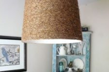 a rope lampshade is easy to DIY and will give a nautical feel to your space at once