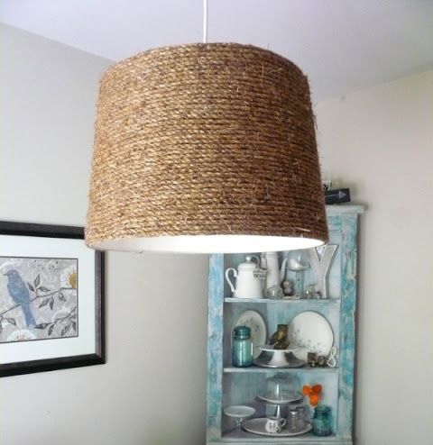 a rope lampshade is easy to DIY and will give a nautical feel to your space at once