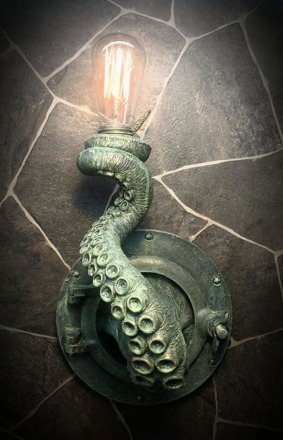 A unique tentacle wall lamp like this one will make your space look unusual and very seaside like