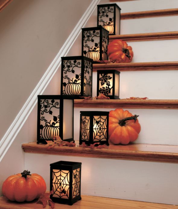 Lanterns is a great way to decorate your home for fall and Halloween.