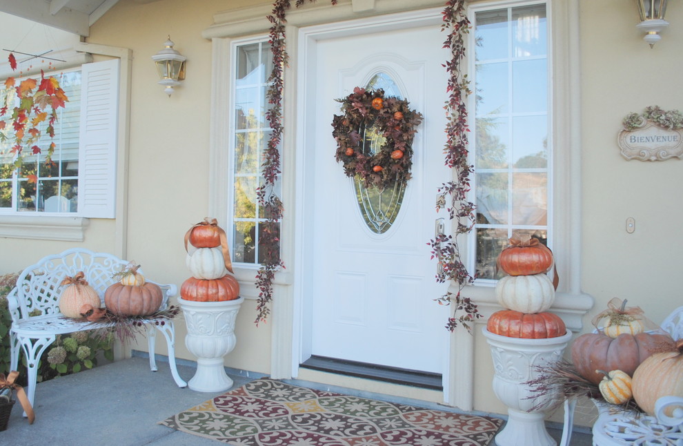 Painted pumpkins with glaze paint would make them perfect addition to your patio's decor.