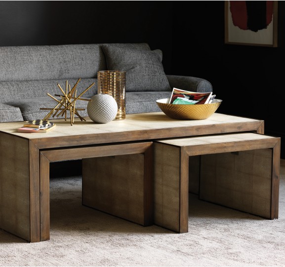 For extra tabletop surface without losing lots of floor space choose nesting tables. Sometimes, such sturdy tables could be used as additional seating surface too.
