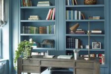 a lovely blue home office design