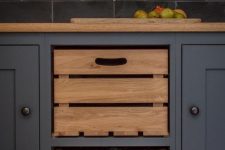 build in some crates or boxes as drawers if they are more comfortable for you than usual cabinets