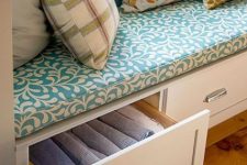 drawers built into a windowsill bench are nice for storing blankets, pillows and other stuff you may need
