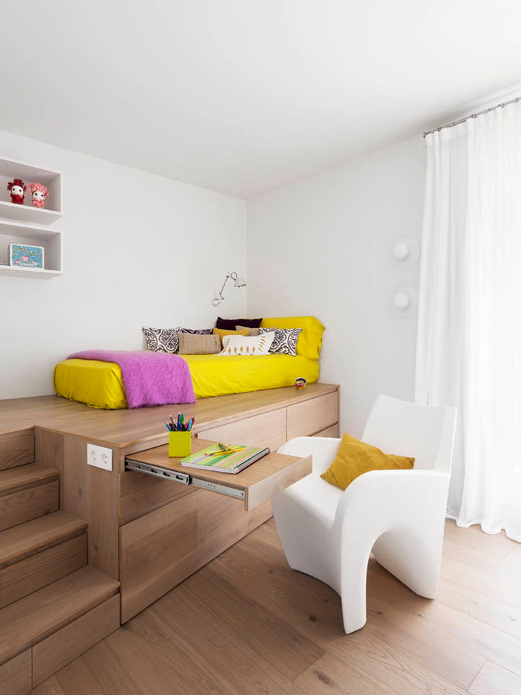 this clever sleeping platfor could provide storage and working space for a teen room