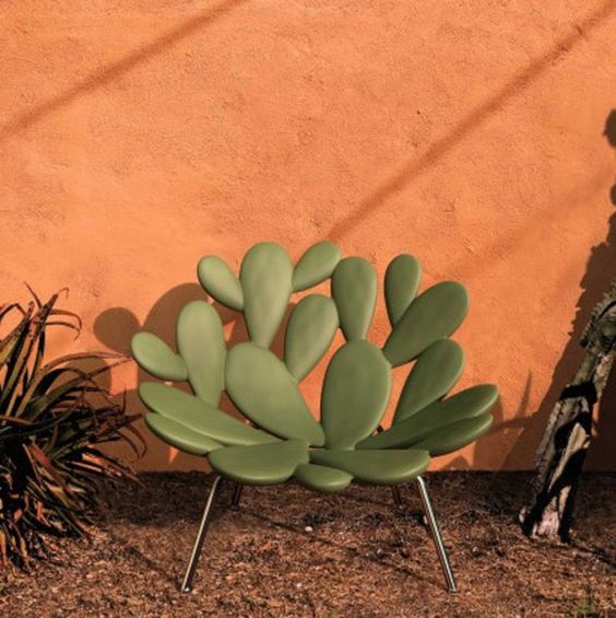 a gorgeous cactus-inspired chair in green will be a nice idea for an outdoor space but can be also used in an indoor one