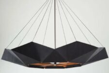 a unique black pendant lamp with a geometric lampshade will match a contemporary or minimalist space
