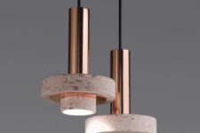 beautiful terrazzo and rose gold pendant lamps will bring sophistication and chic to the space and will make it cooler