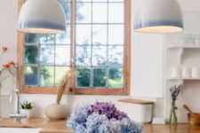 delicate white and blue ombre pendant porcelain lamps are amazing for a chic space with pastel touches