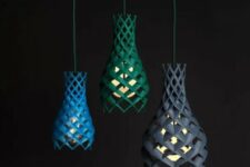eye-catchy lamps made by 3D printing in various bold colors, they will match a modern or contemporary space easily