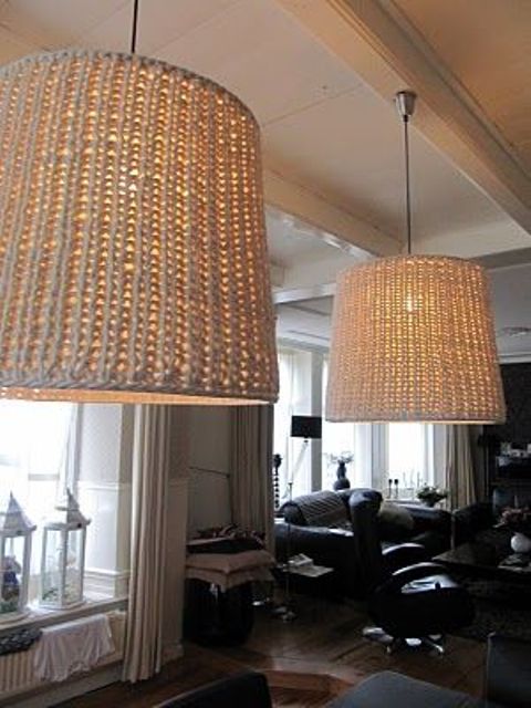 pendant lamps with knit lampshades are a great addition to any interior, and when the cold season finishes, you can remove them