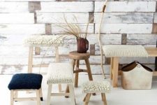 usual benches and stools with crochet covers are amazing for making your home cozy and very welcoming