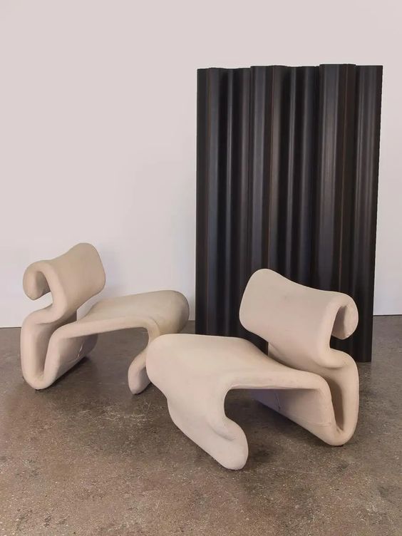 Very eye catchy beige all bent chairs will make a statement with their shapes and will make your space bolder and cooler