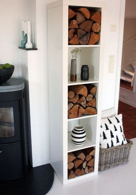 a Kallax shelf with vases and firewood will be a nice and very easy solution for any room