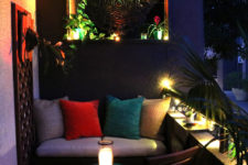 Smart outdoor LED lights that can be controlled with a smart phone is a great way to make a balcony more inviting for evening entertaining. (<a href="http://www.engineeryourspace.com">Engineer Your Space</a>)