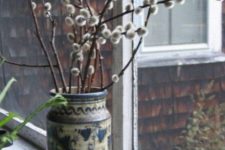 a quirky patterned vase with willow is a cool decoration for every spring home
