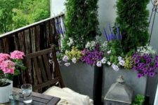 bright potted blooms and greenery and some simple garden furniture are amazing for a springy feel