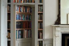 built-in bookshelves and a secret door to your bedroom, bathroom or some other space