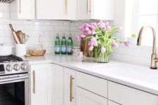 fresh pink tulips will make your kitchen feel and look like spring, bright and fun