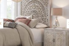 a lovely bedroom with Moroccan-inspired furniture