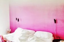 a bright and fun ombre pink statement wall will make your bedroom decor more special and whimsy