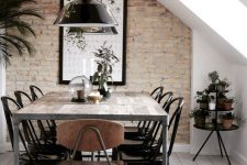 a rough yet Scandi dining room design