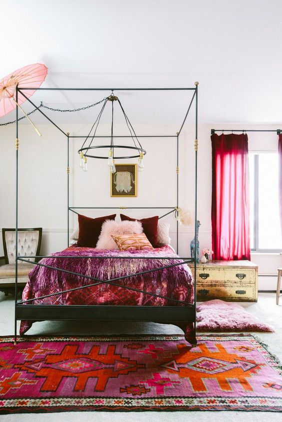 swap for burgundy textiles in your bedroom for the fall - they will make your space feel like autumn