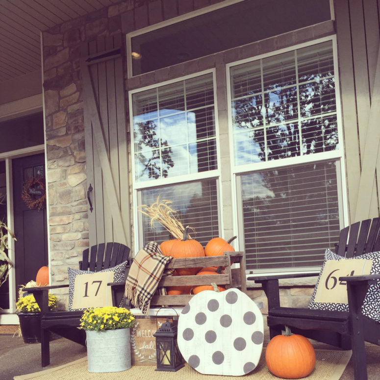 Faux pumpkins is a great way to add some fun to the front porch.
