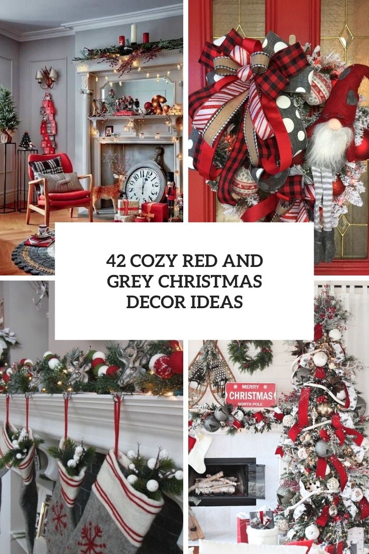 cozy red and grey christmas decor ideas