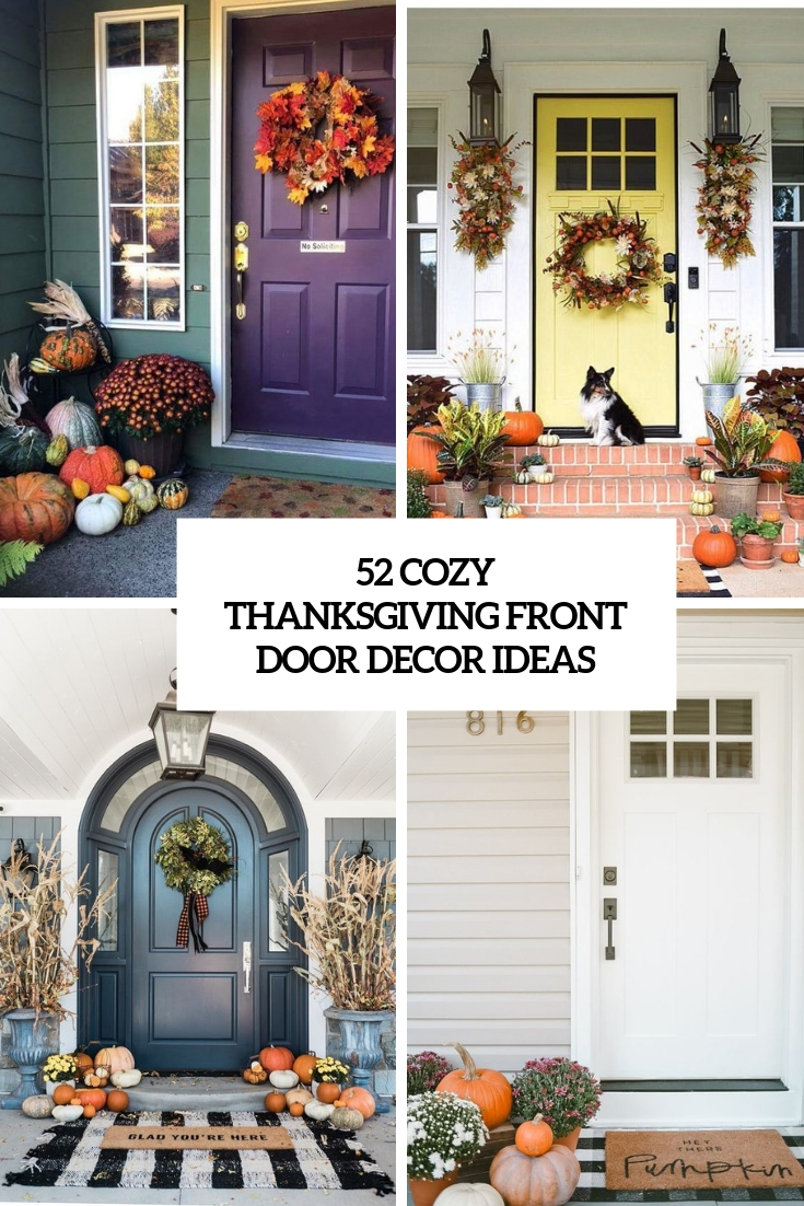 52 Cozy Thanksgiving Front Door Décor Ideas