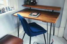 a small corner industrial desk is a great working space