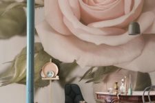 a refined space with a blush rose wall mural that brings ultimate elegance and chic to the room
