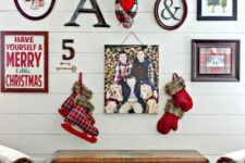 a lovely colorful gallery wall decorated for Christmas