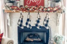 a cozy farmhouse Christmas mantel