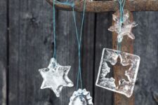 simple and cute ice Christmas ornaments made using cookie molds are a very cool idea for winter and holidays