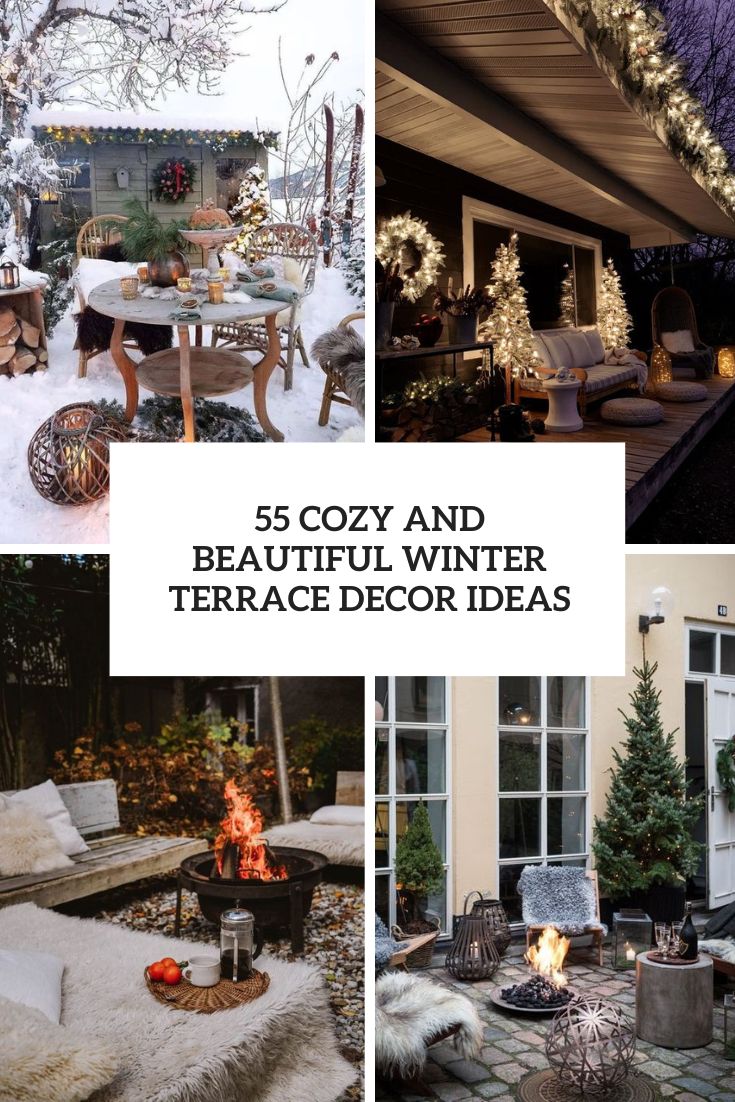 55 Cozy And Beautiful Winter Terrace Décor Ideas