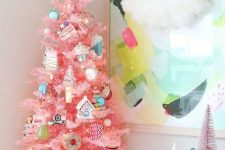 a cute tabletop pink Christmas tree