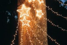 lights and stars formed of lights make your outdoor space very festive and winter wonderland-like