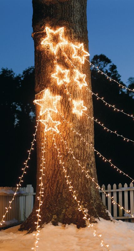 Lights and stars formed of lights make your outdoor space very festive and winter wonderland like