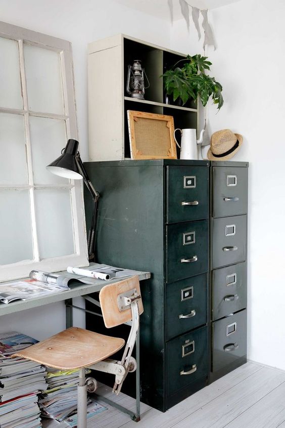 stylish vintage filing cabinets covered with chalkboard paint retain their vintage looks and allow chalking on them