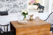 a wooden drop leaf table is a great piece for a rustic space and can be used anytime