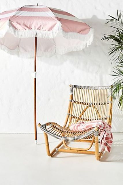 a gorgeous wicker lounger with rope looks very tropical and very island-like, add some textiles and go