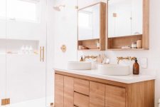 lovely mirror bathroom cabinets feature storage space both inside and outside and perfectly fit this mid-century modern bathroom