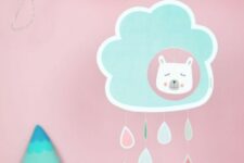 a cardstock pastel mobile with a cloud and some raindrops is a cool idea that can be easily realized