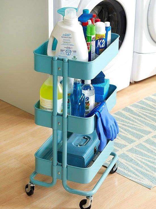 IKEA's cart is great to move your cleaning supplies around the house when you're having a cleaning day.