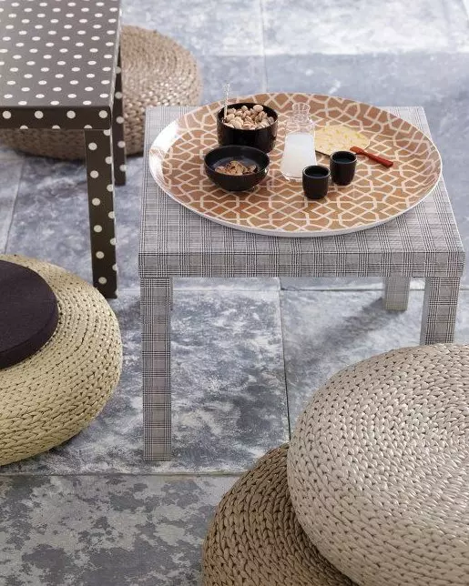 IKEA Lack tables covered with water-resistant fabrics to make them more sophisticated