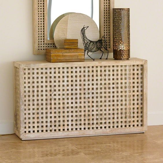 a console table made of an IKEA Hol table is a creative and cool idea that is easy to DIY