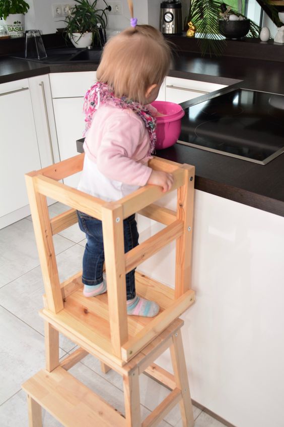 make up a cool kids' staircase of an IKEA Oddvar and Bekvam stool easily - just stack them and attach to each other